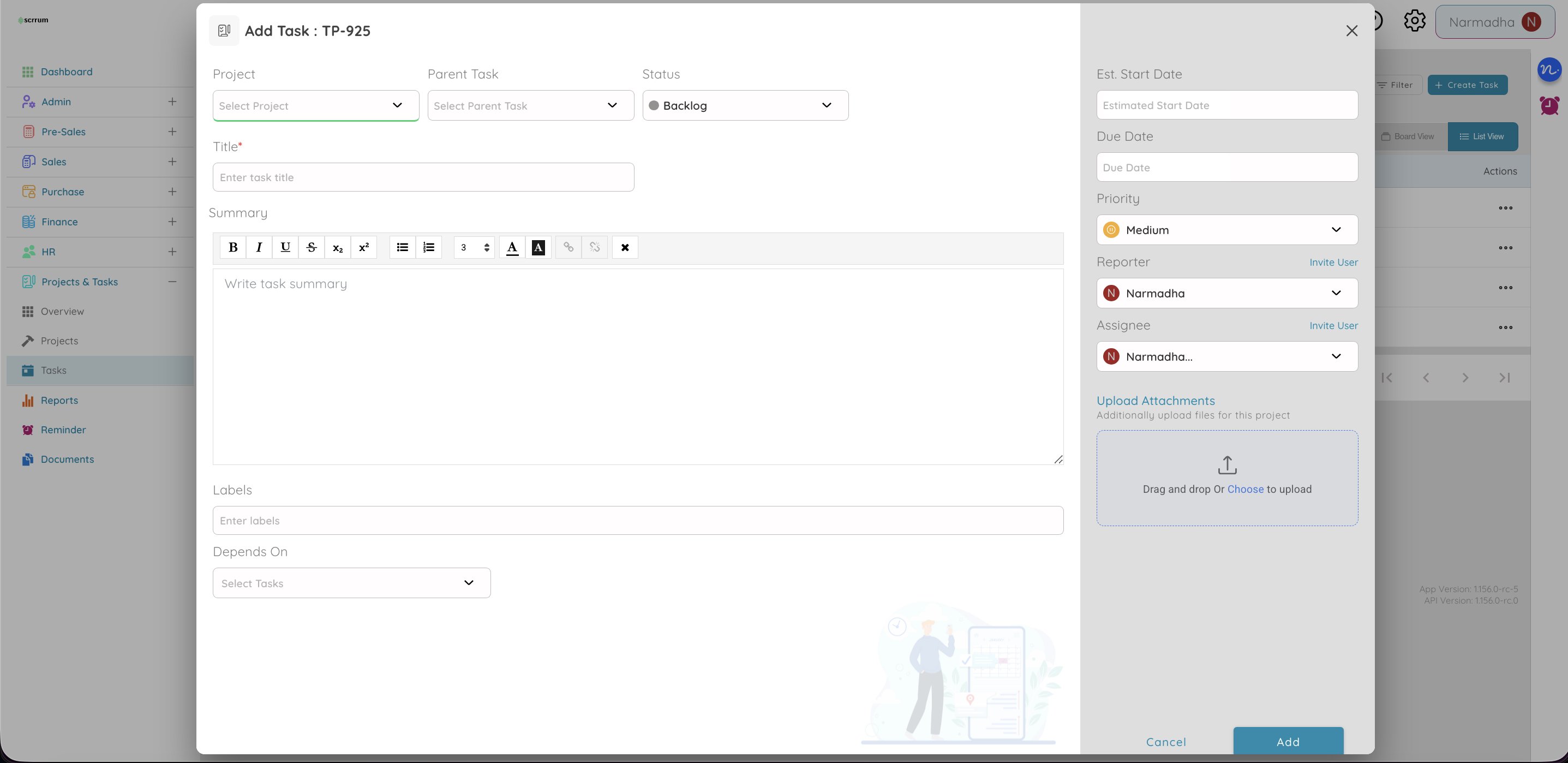 Add Task - Create tasks with all details